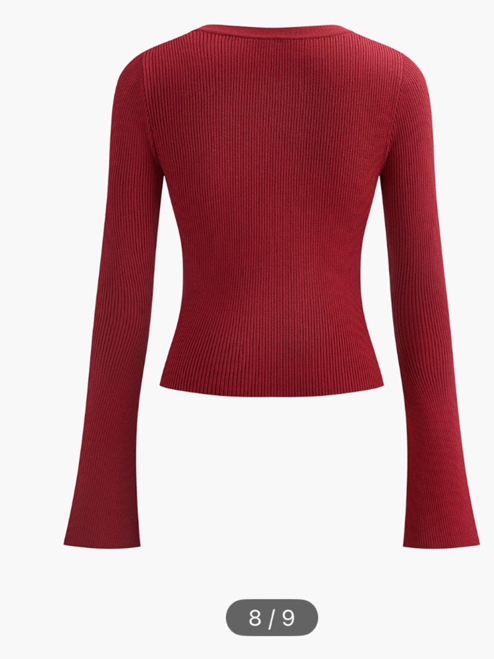 Red Ribbed Button down cardigan - Picture 6 of 10